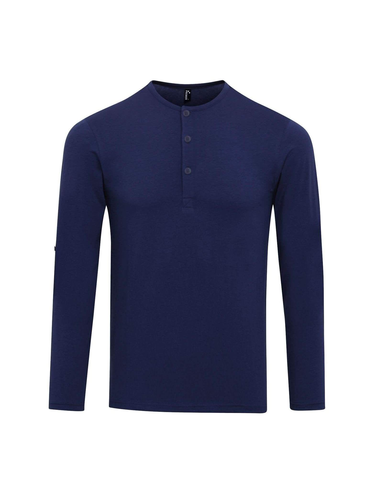 PR218: Mens Long John Roll Sleeve T-Shirt Mens T-Shirts Premier Indigo XS