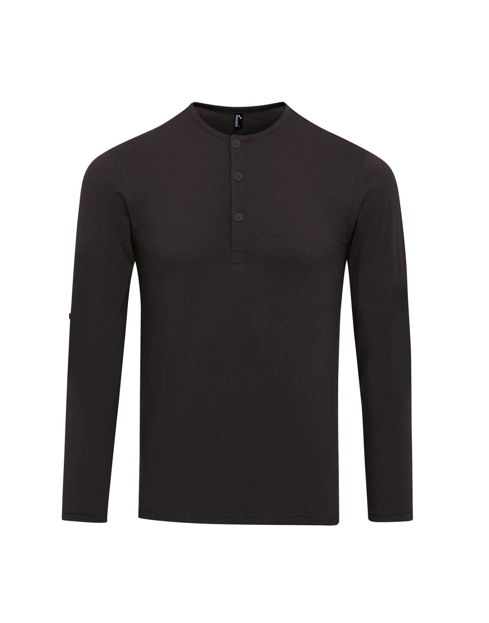 PR218: Mens Long John Roll Sleeve T-Shirt Mens T-Shirts Premier Black XS