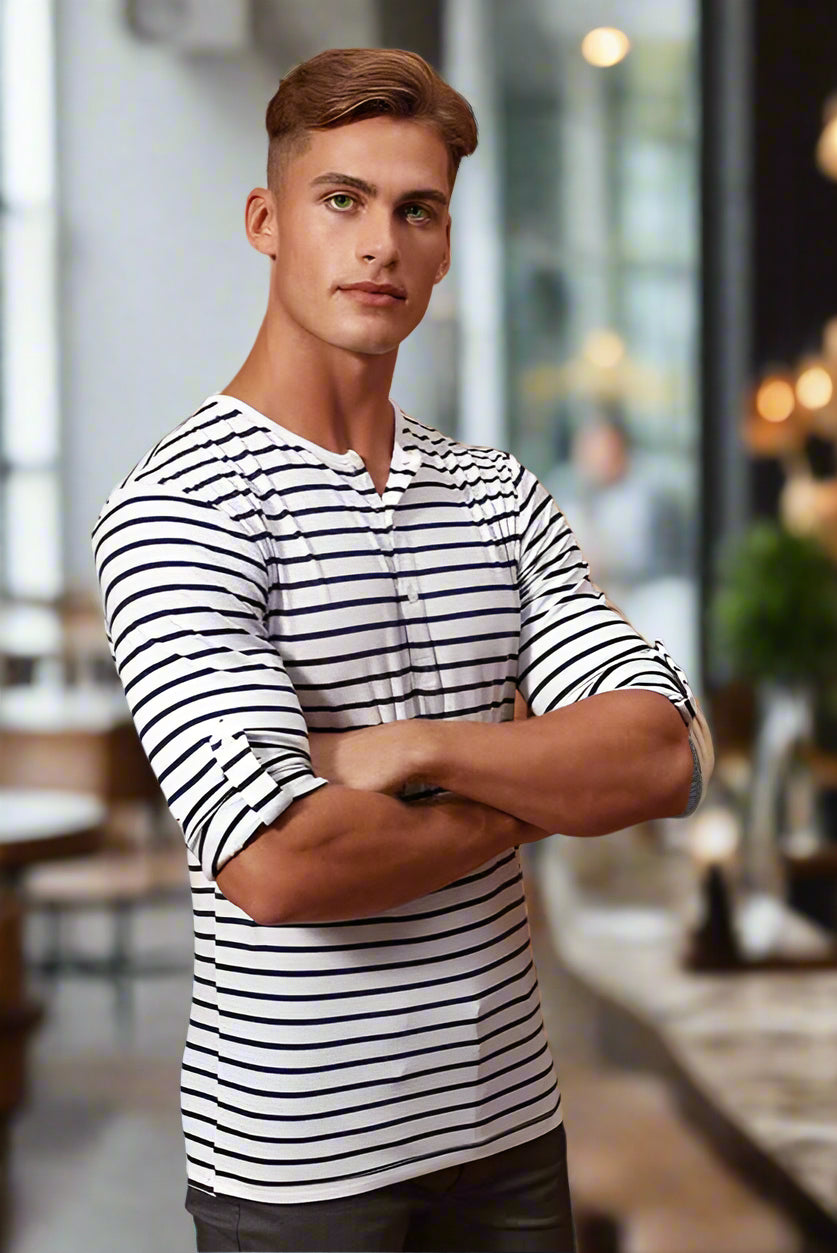 PR218: Mens Long John Roll Sleeve T-Shirt Mens T-Shirts Premier