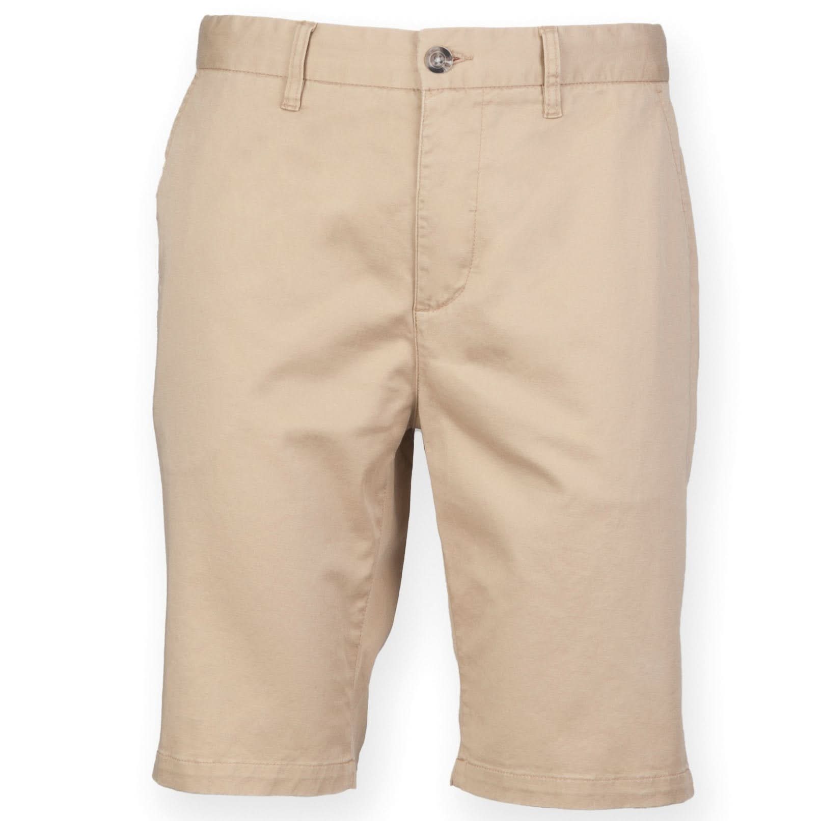 FR605: Mens Stretch Chino Shorts Mens Chinos Front Row & Co Stone 28