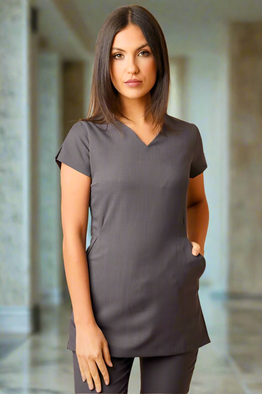 Nina V-Neck Beauty Tunic Beauty Tunics La Beeby Grey 6
