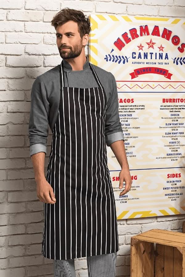 PR110: Stripe Butchers Apron Aprons Premier