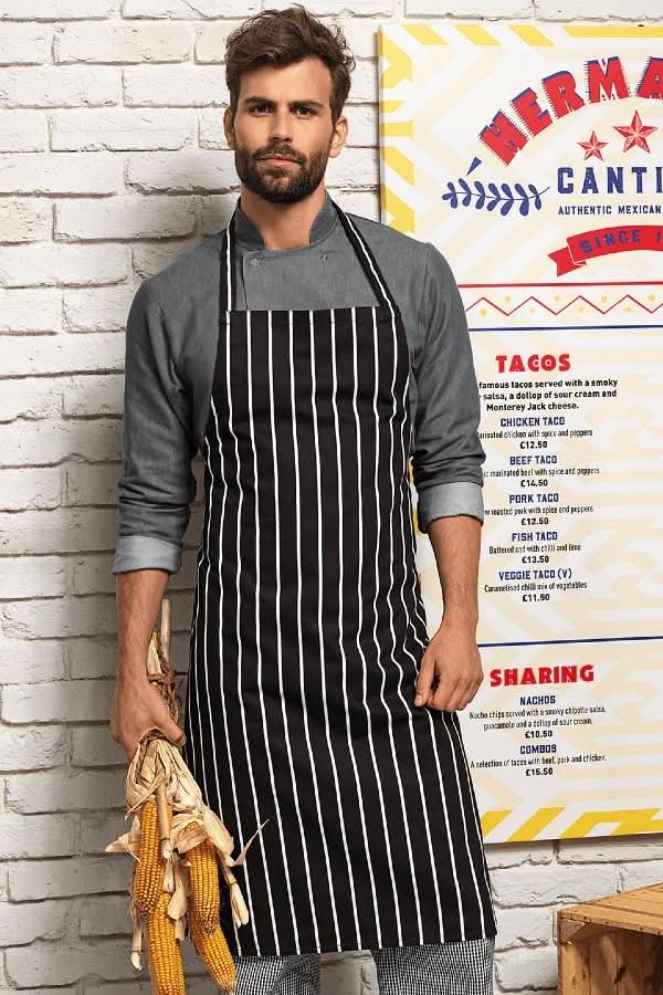 PR110: Stripe Butchers Apron Aprons Premier
