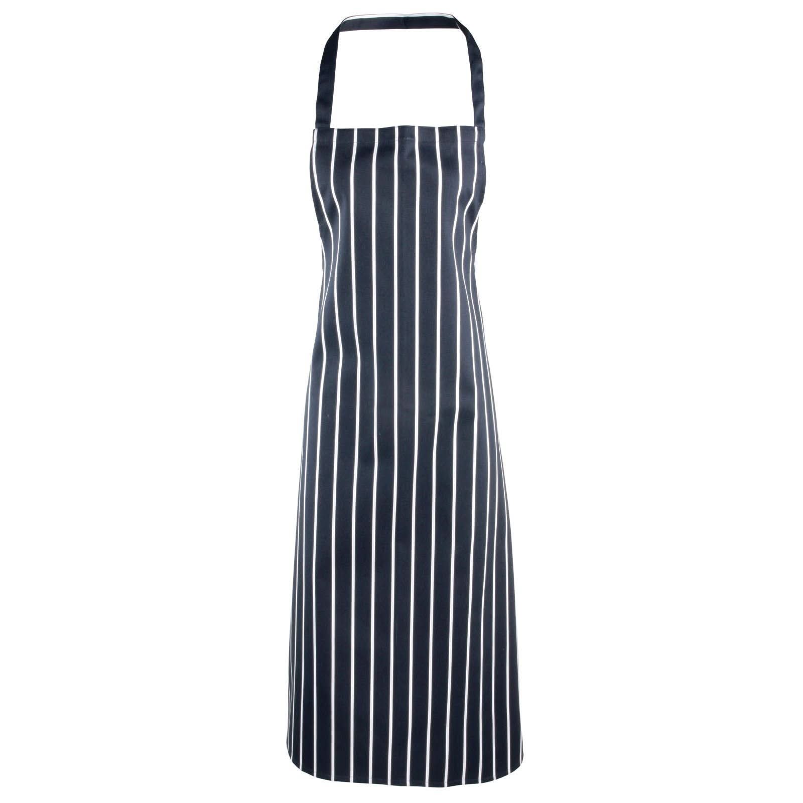 PR110: Stripe Butchers Apron Aprons Premier Navy/White Stripe Regular