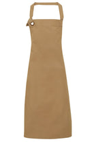 PR130: Heavy Cotton Canvas Bib Apron Aprons Premier Khaki Regular