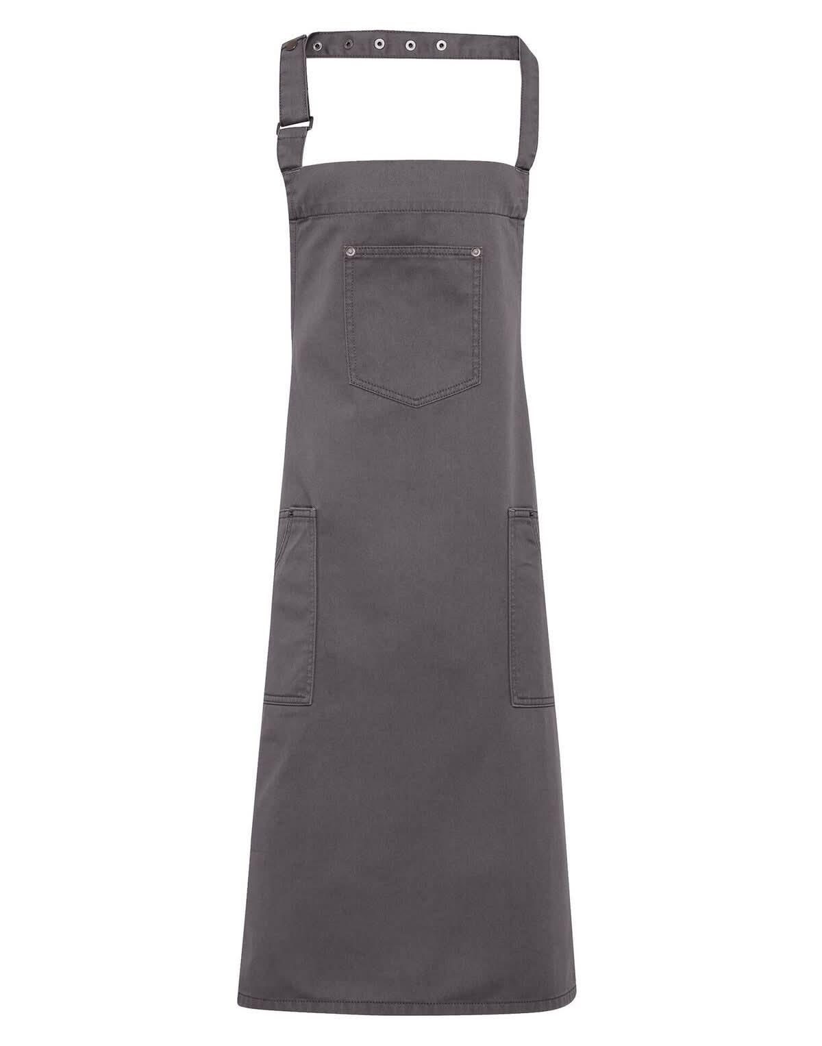 PR132: Chino Cotton Bib Apron Aprons Premier Steel Regular