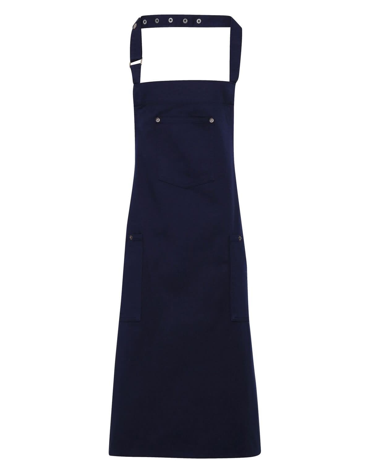 PR132: Chino Cotton Bib Apron Aprons Premier Navy Regular