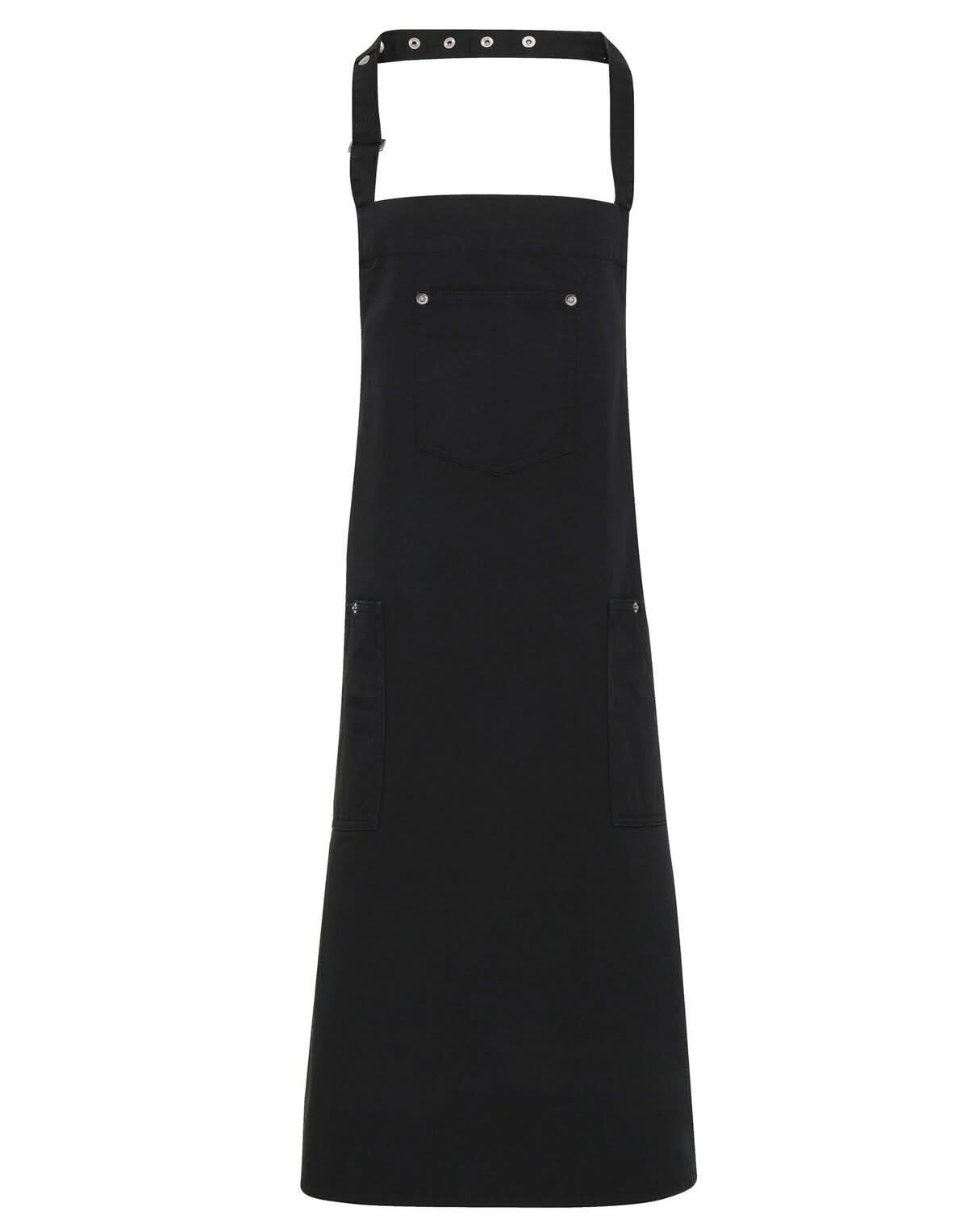 PR132: Chino Cotton Bib Apron Aprons Premier Black Regular