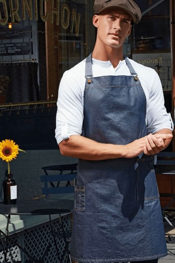 PR134: Waxed-Look Denim Bib Apron Aprons Premier