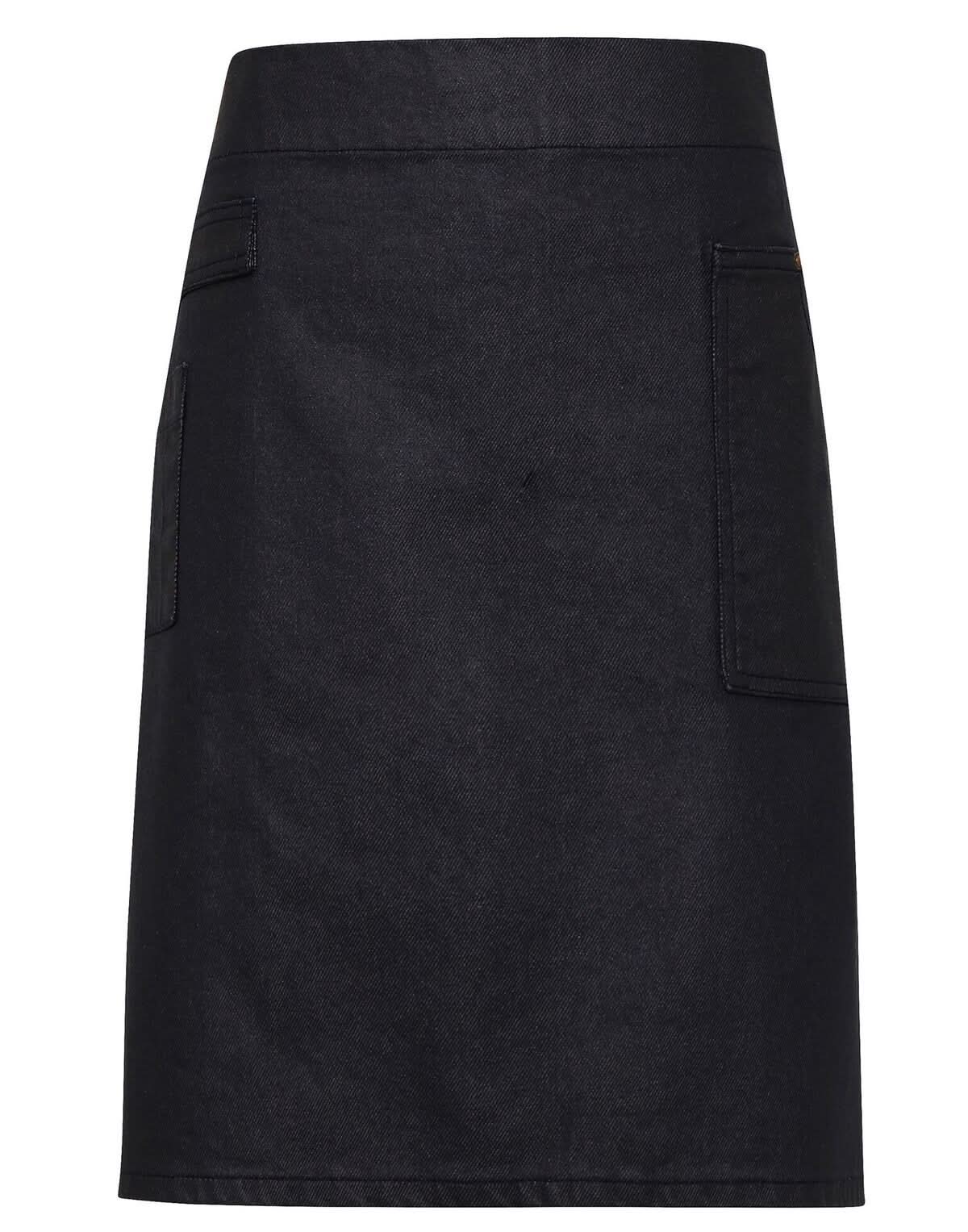 PR135: Waxed-look Denim Waist Apron Aprons Premier Indigo/Brown Denim Regular