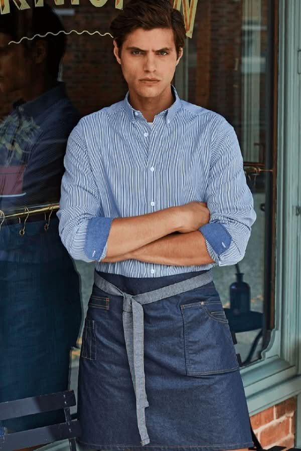 PR135: Waxed-look Denim Waist Apron Aprons Premier