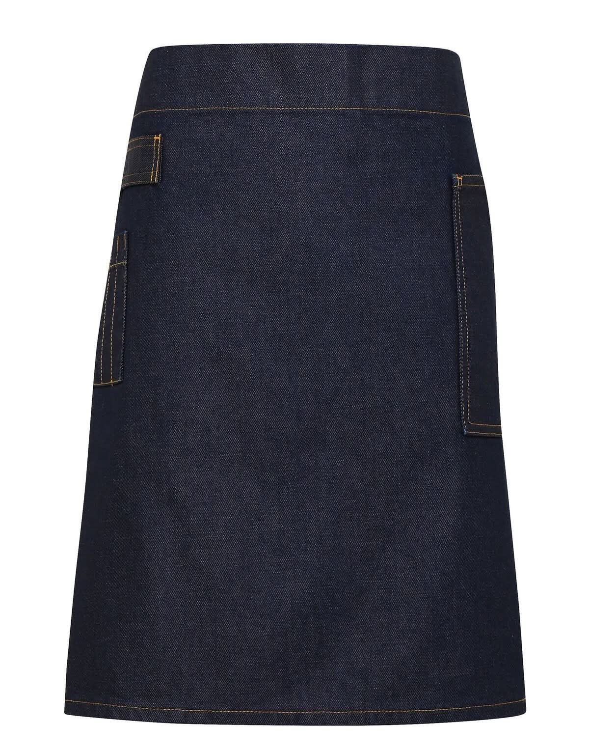 PR135: Waxed-look Denim Waist Apron Aprons Premier Indigo Denim Regular