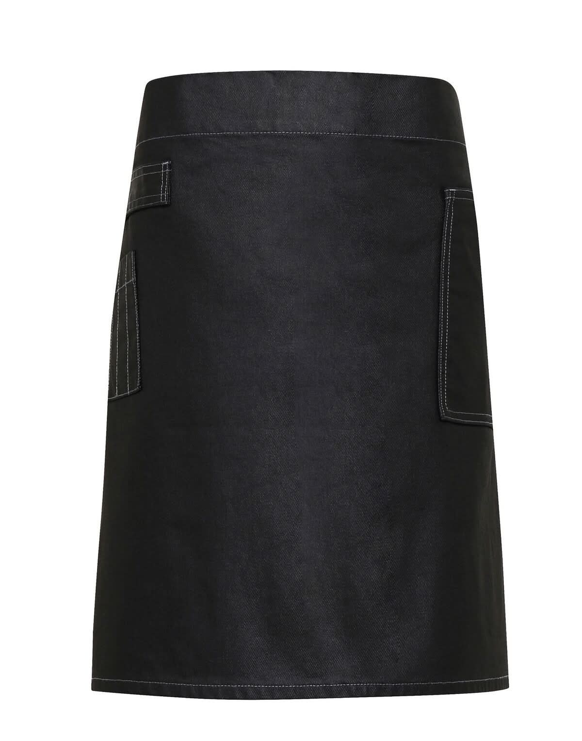 PR135: Waxed-look Denim Waist Apron Aprons Premier Black Denim Regular