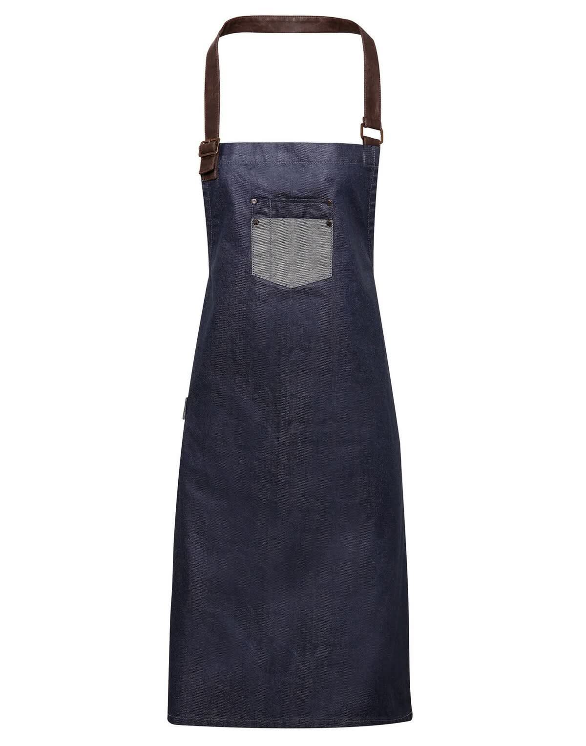 PR136: Waxed-Look Denim Apron Aprons Premier Indigo Denim Regular