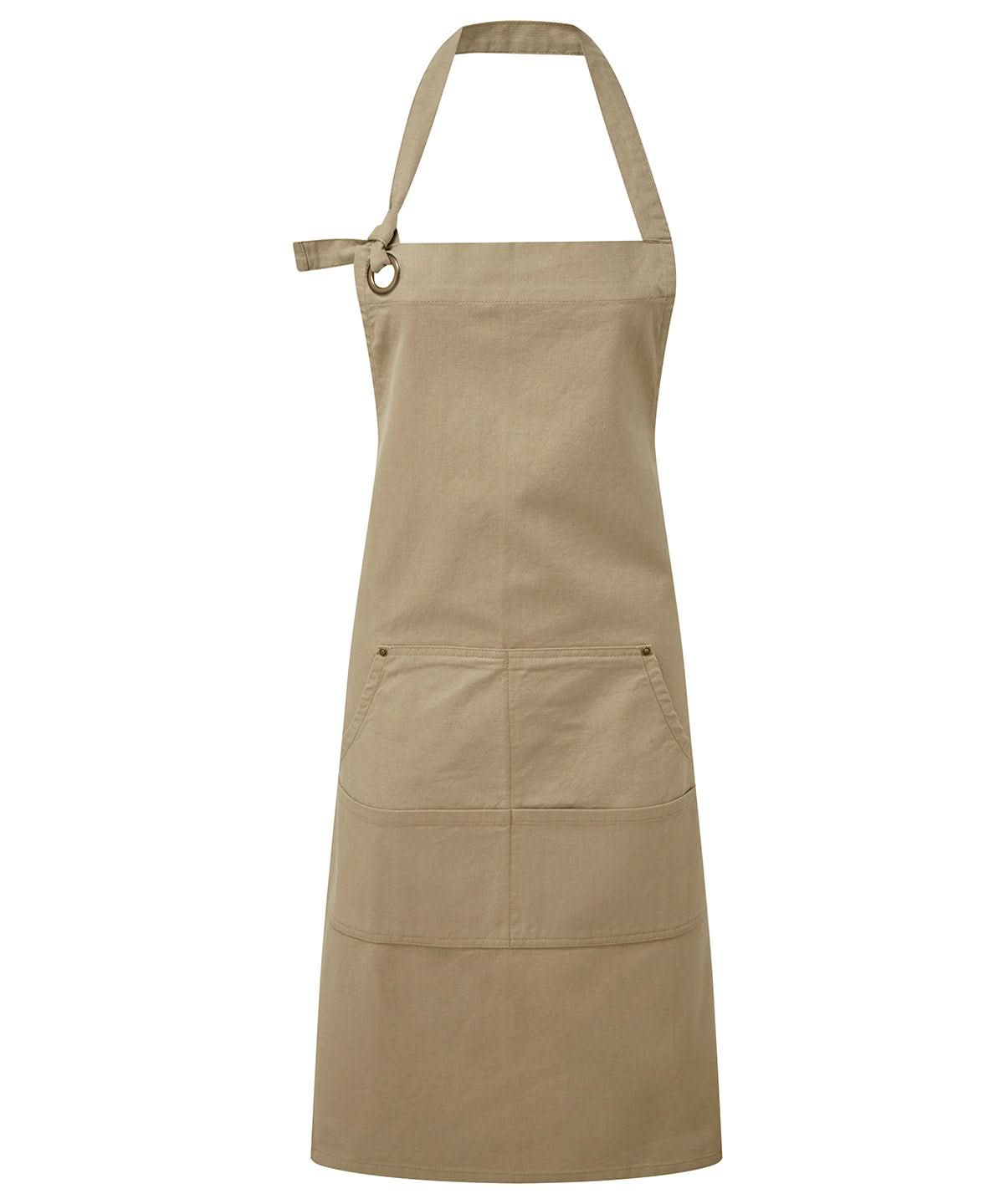 PR137: Heavy Cotton Canvas Apron Aprons Premier Khaki Regular