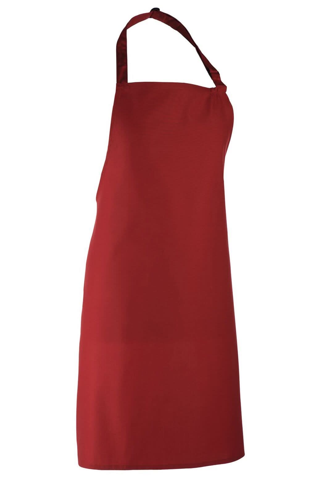 PR150: Colours Pocketless Bib Apron Aprons Premier Burgundy Regular