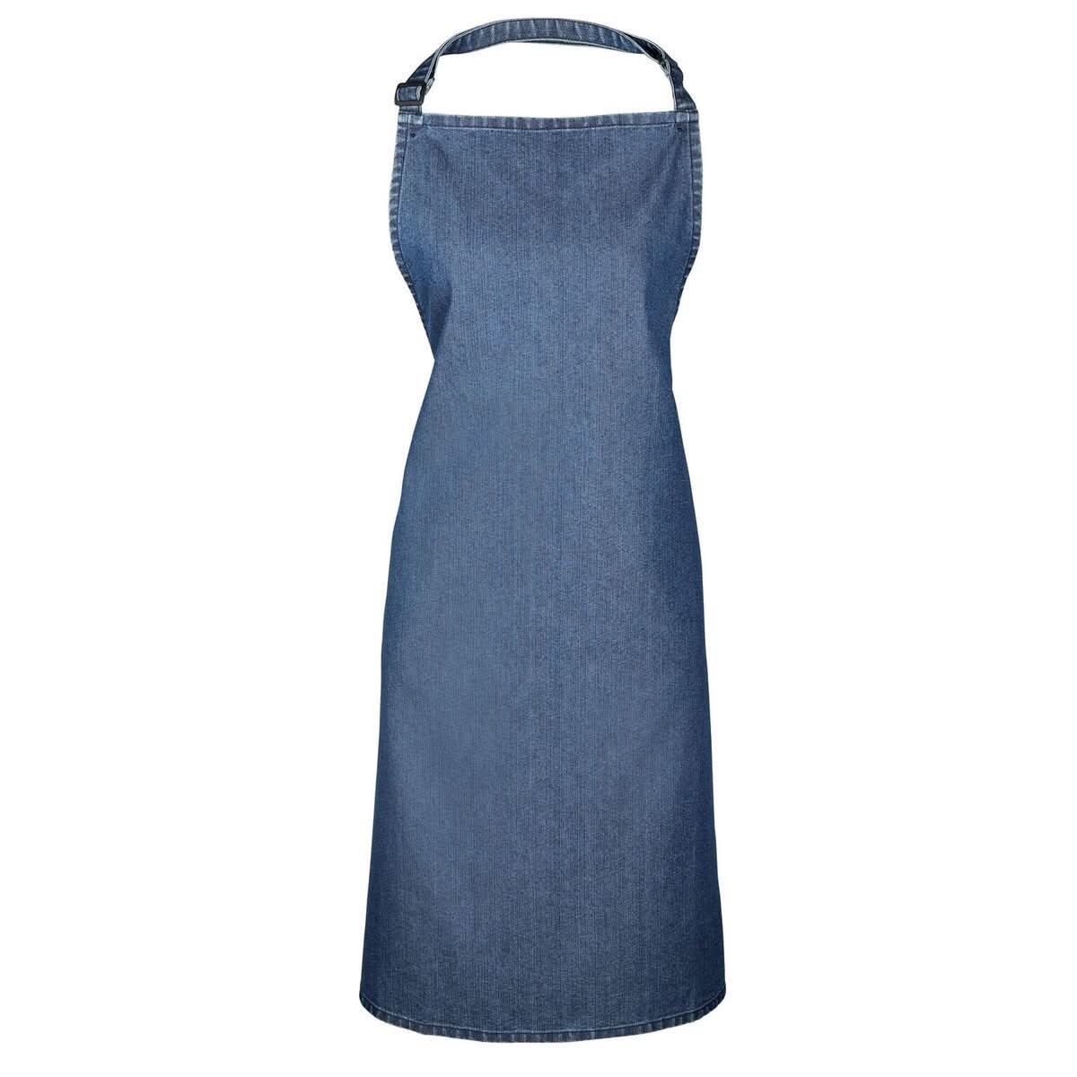 PR150: Colours Pocketless Bib Apron Aprons Premier Indigo Denim Regular