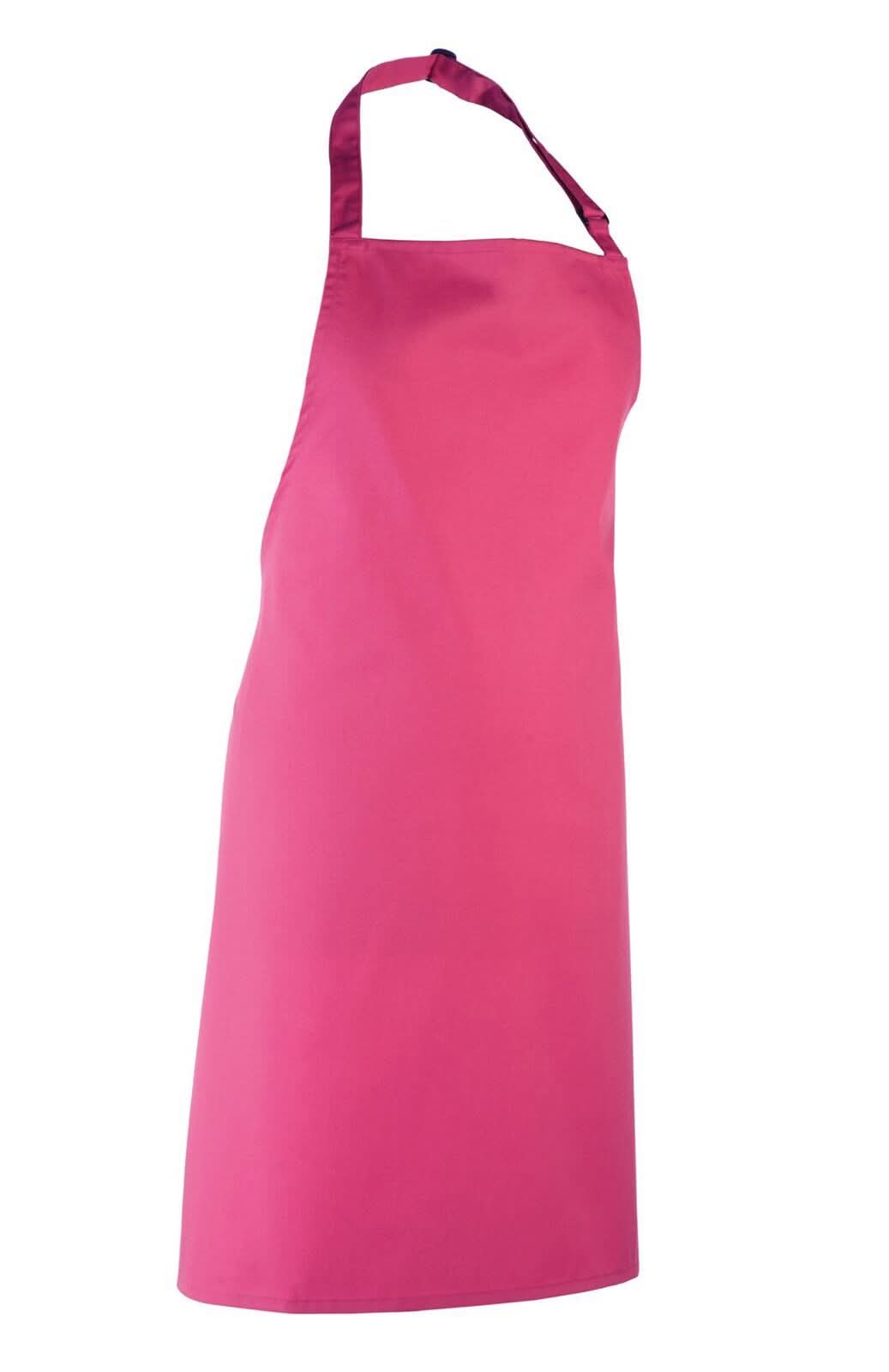 PR150: Colours Pocketless Bib Apron Aprons Premier Hot Pink Regular