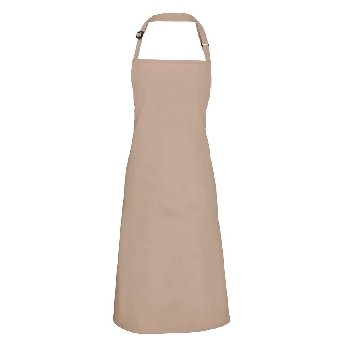 PR150: Colours Pocketless Bib Apron Aprons Premier Latte Regular