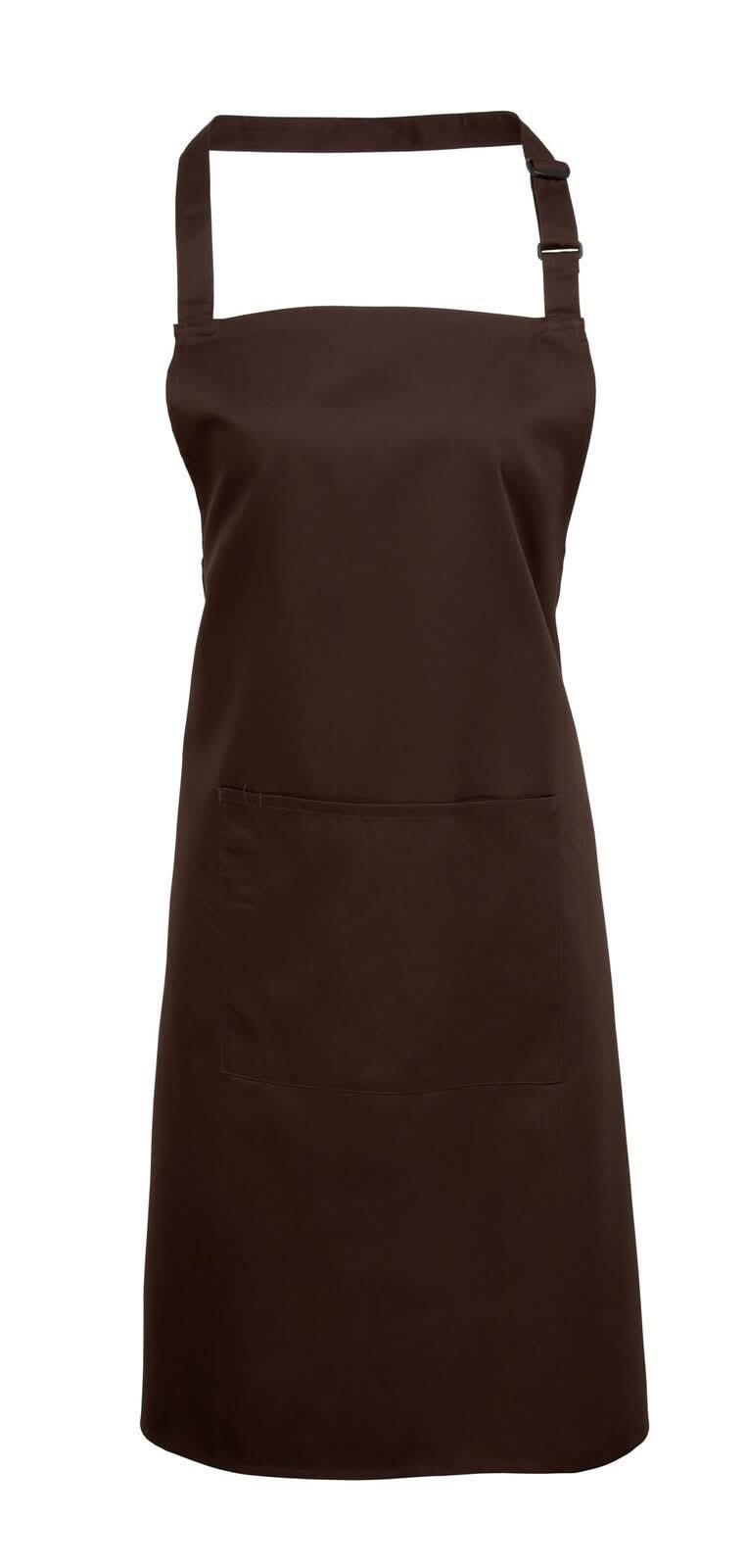 PR154: Colours Pocket Bib Apron Aprons Premier Brown Regular