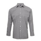 PR220: Mens Microcheck Shirt Mens Long Sleeve Shirts Premier Black/White XS