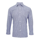 PR220: Mens Microcheck Shirt Mens Long Sleeve Shirts Premier Navy/White XS
