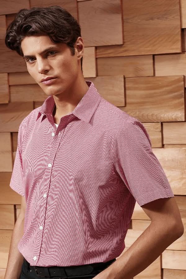 PR221 - Mens Microcheck Shirt Mens Short Sleeve Shirts Premier