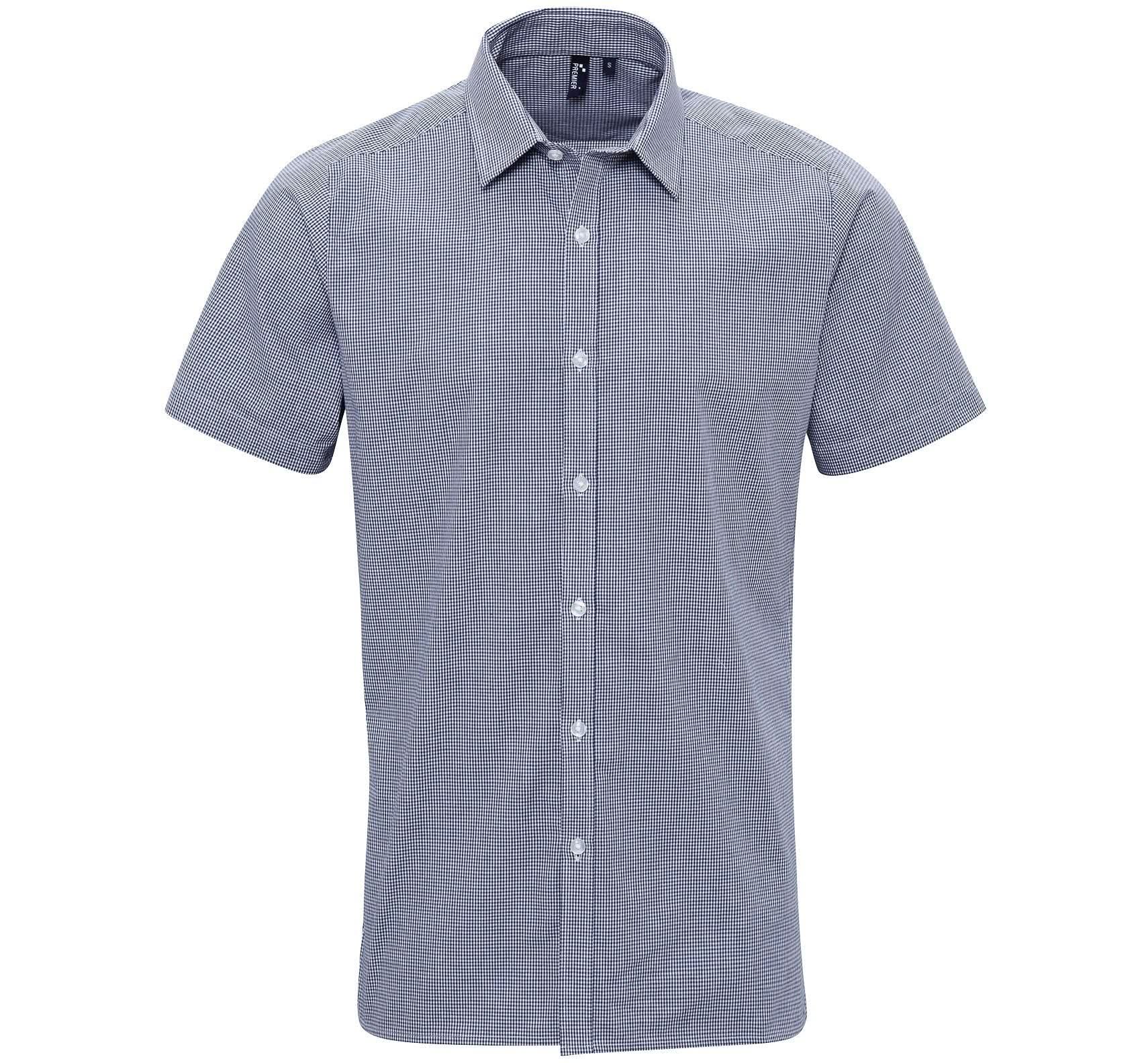 PR221 - Mens Microcheck Shirt Mens Short Sleeve Shirts Premier Navy/White XS