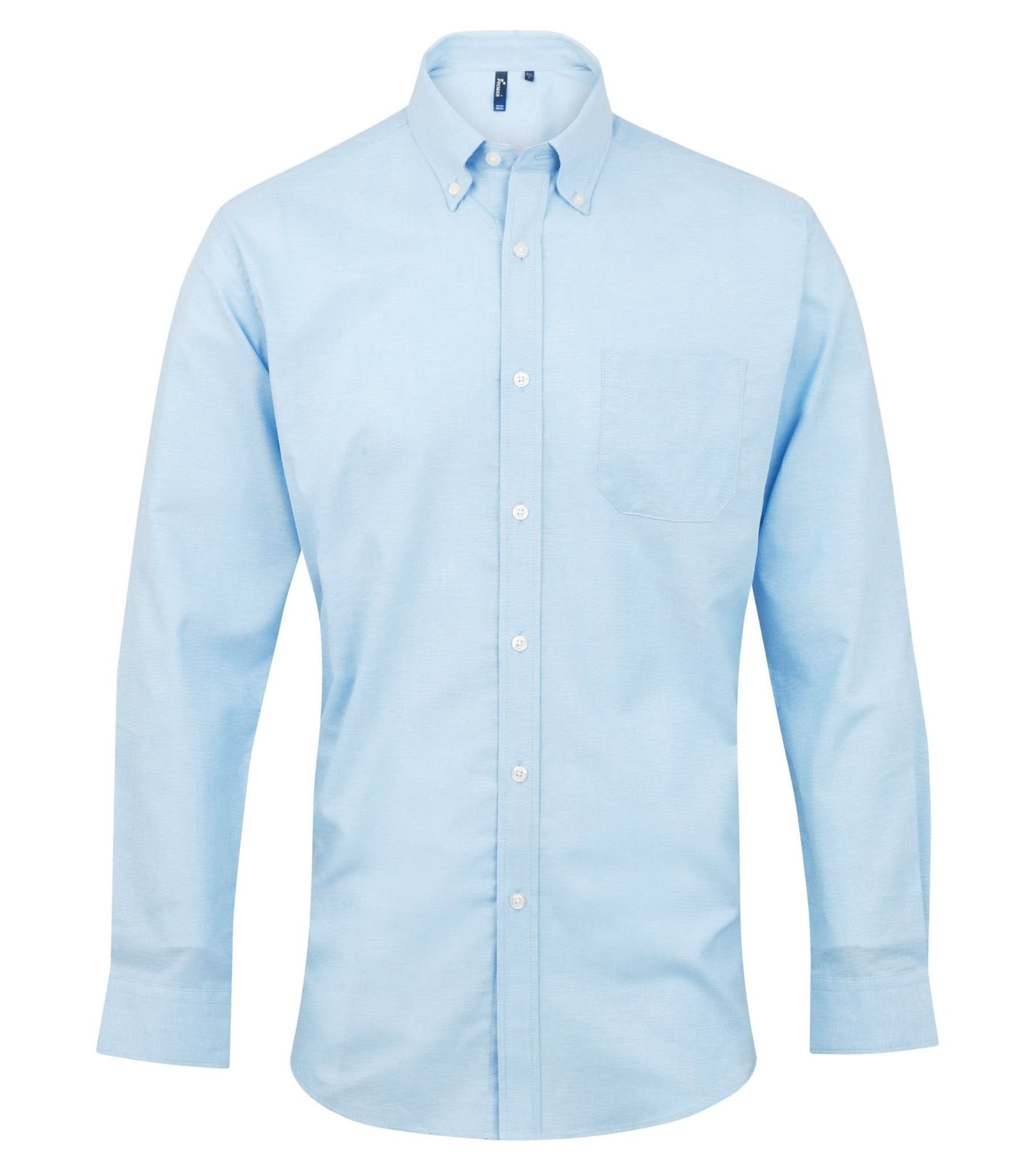 PR234: Mens Long Sleeve Oxford Shirt Mens Long Sleeve Shirts Premier Light Blue 14.5"