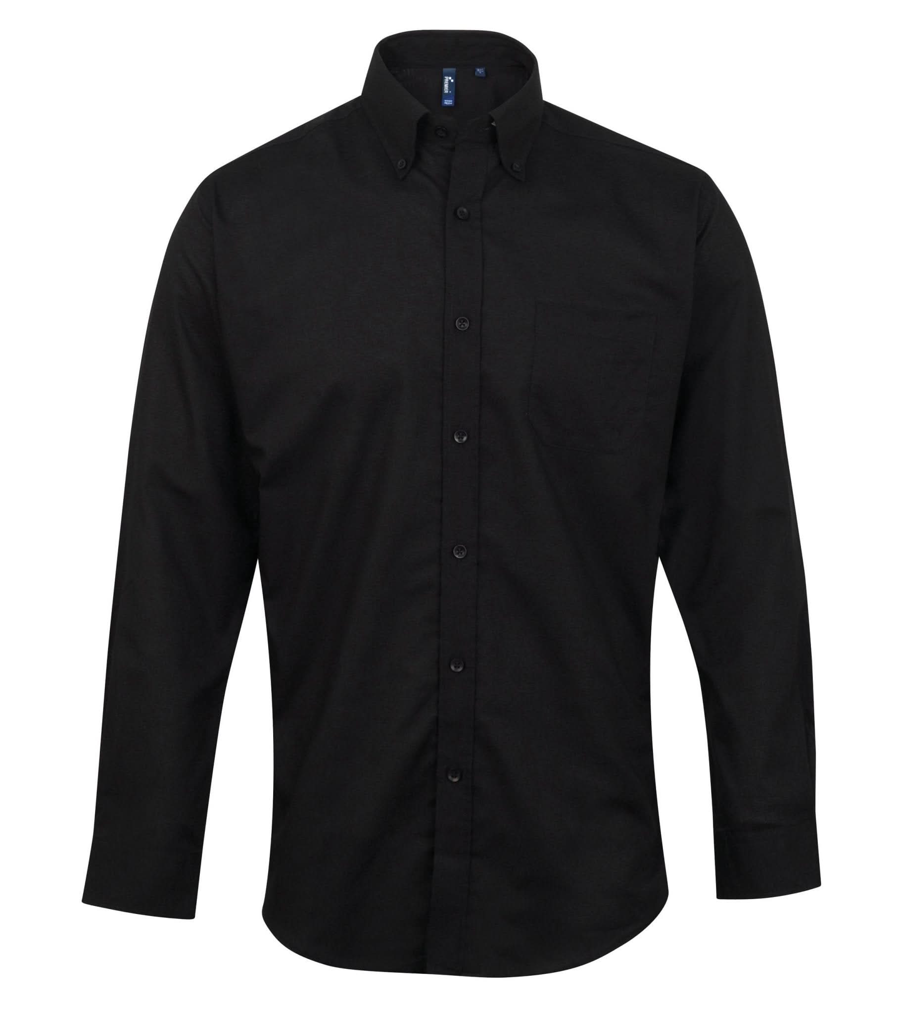 PR234: Mens Long Sleeve Oxford Shirt Mens Long Sleeve Shirts Premier Black 14.5"