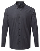 PR252: Mens Maxton Check Shirt Mens Long Sleeve Shirts Premier Steel/Black S