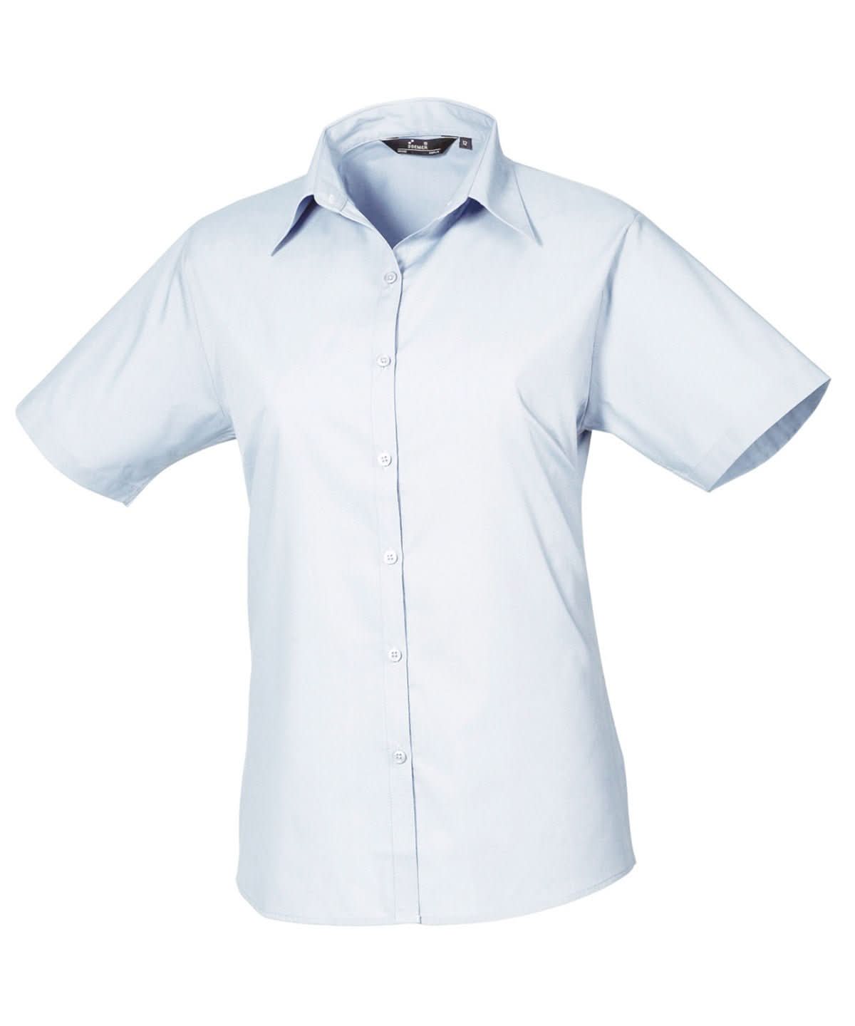 PR302: Ladies Short Sleeve Poplin Shirt Womens Short Sleeve Shirts Premier
