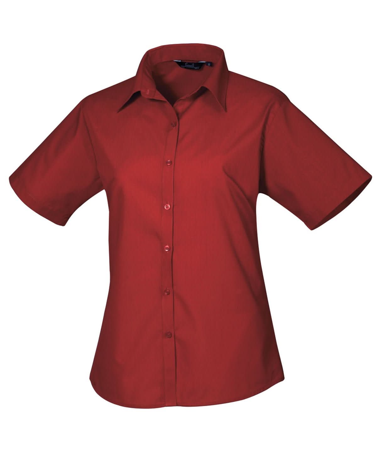 PR302: Ladies Short Sleeve Poplin Shirt Womens Short Sleeve Shirts Premier