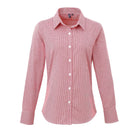 PR320: Ladies Microcheck Shirt Womens Long Sleeve Shirts Premier Red/White XS