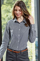 PR320: Ladies Microcheck Shirt Womens Long Sleeve Shirts Premier