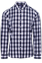 PR350: Mulligan Womans Check Shirt Womens Long Sleeve Shirts Premier White/Navy XS