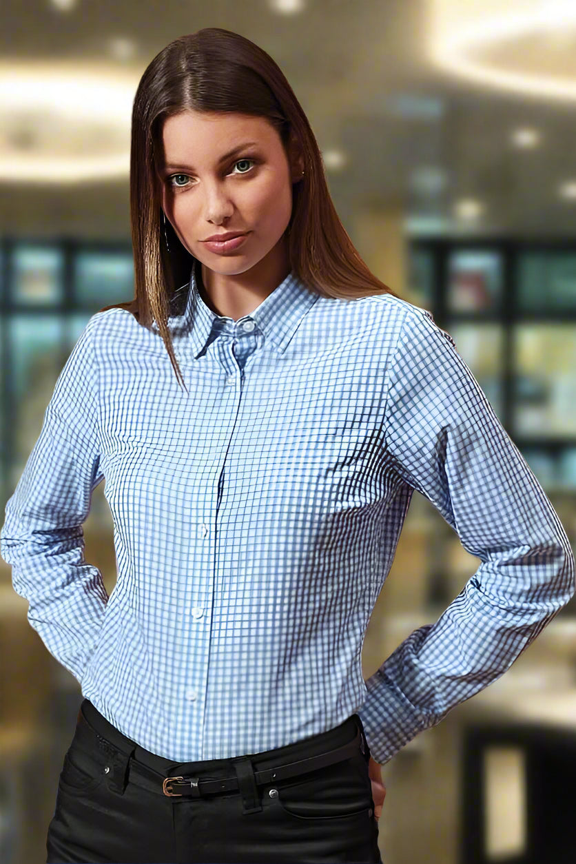 PR352: Ladies Maxton Check Shirt Womens Long Sleeve Shirts Premier