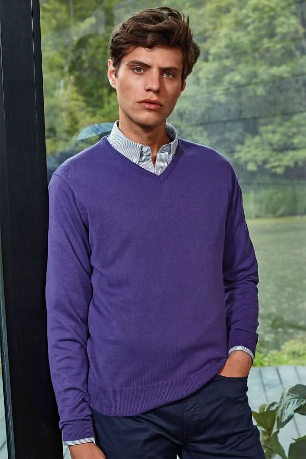 PR694: Mens V-Neck Knitted Sweater Mens Knitwear Premier