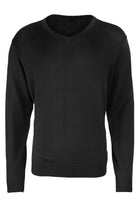 PR694: Mens V-Neck Knitted Sweater Mens Knitwear Premier Black 2XS