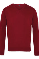 PR694: Mens V-Neck Knitted Sweater Mens Knitwear Premier Burgundy 2XS