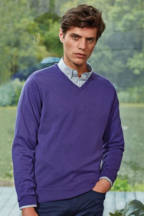 PR694: Mens V-Neck Knitted Sweater Mens Knitwear Premier