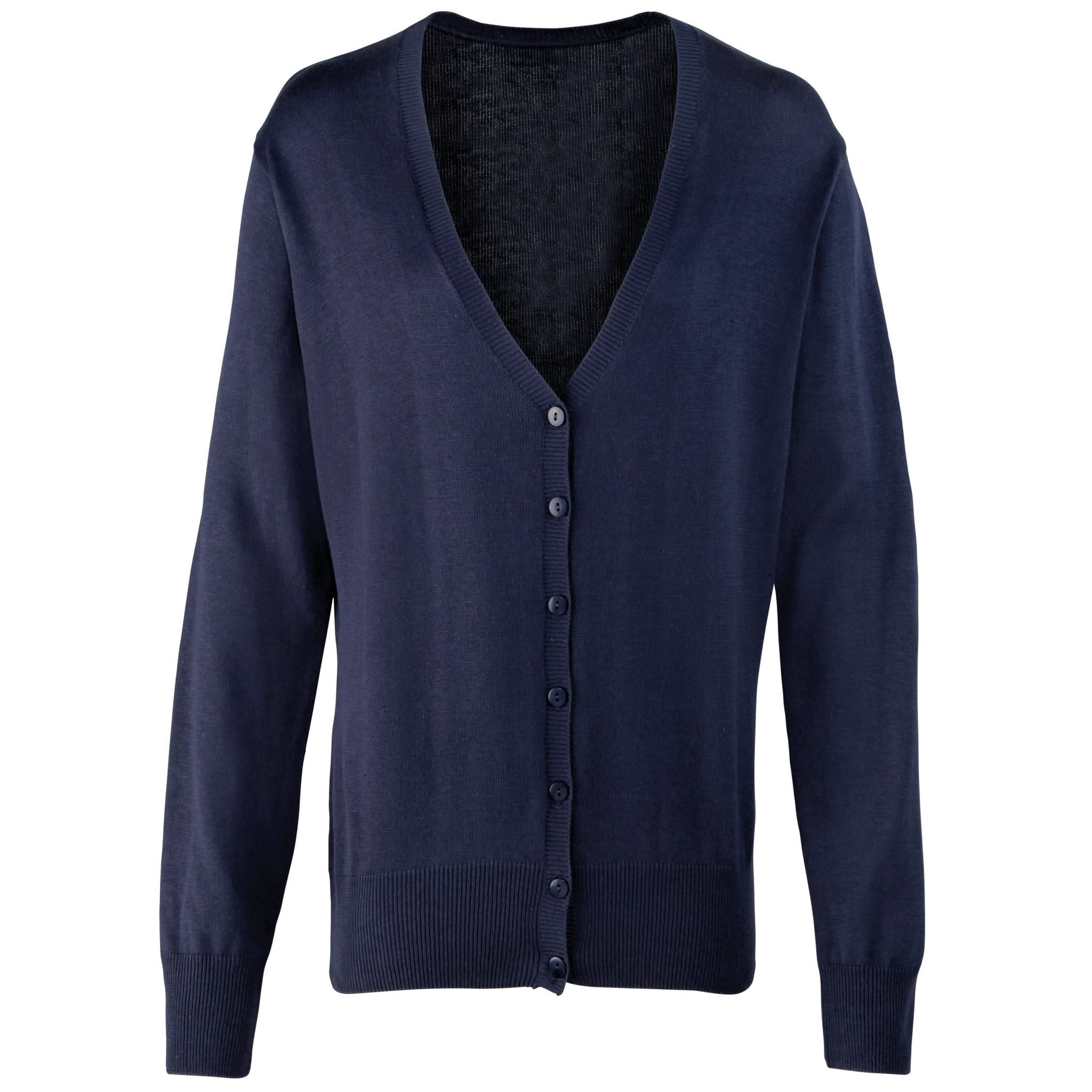 PR697: Ladies V-Neck Knitted Cardigan Womens Knitwear Premier Navy 8