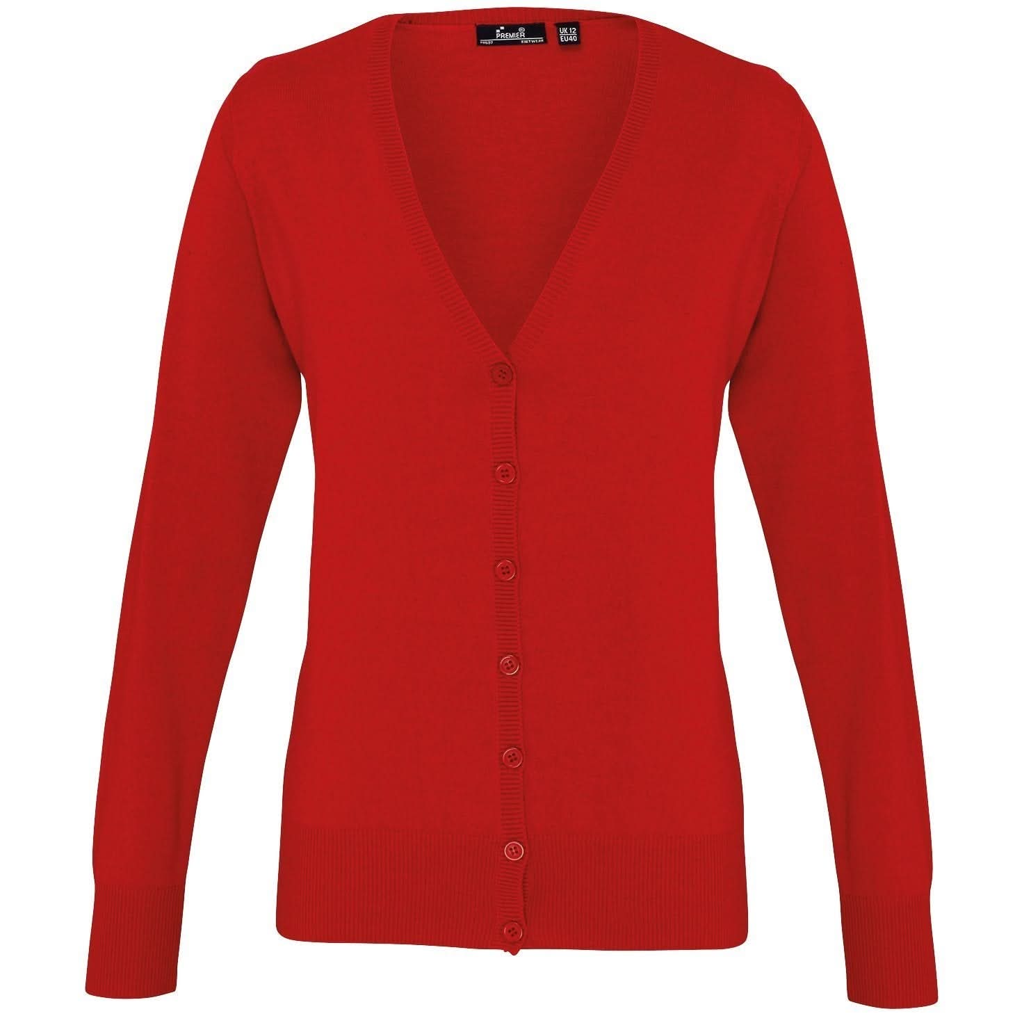PR697: Ladies V-Neck Knitted Cardigan Womens Knitwear Premier Red 8