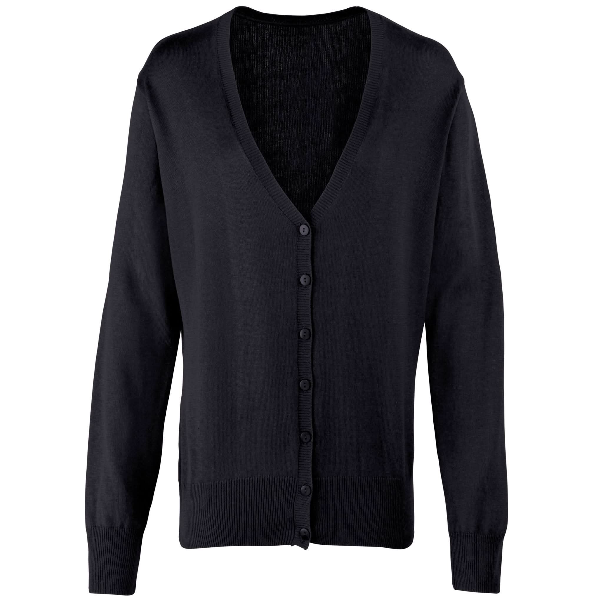 PR697: Ladies V-Neck Knitted Cardigan Womens Knitwear Premier Black 8