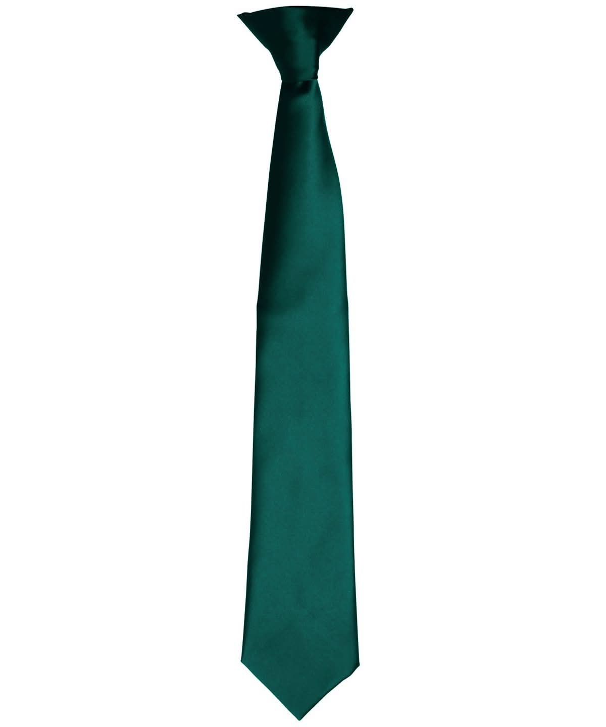 PR755: Colours Satin Clip Tie Ties Premier Bottle Green Regular