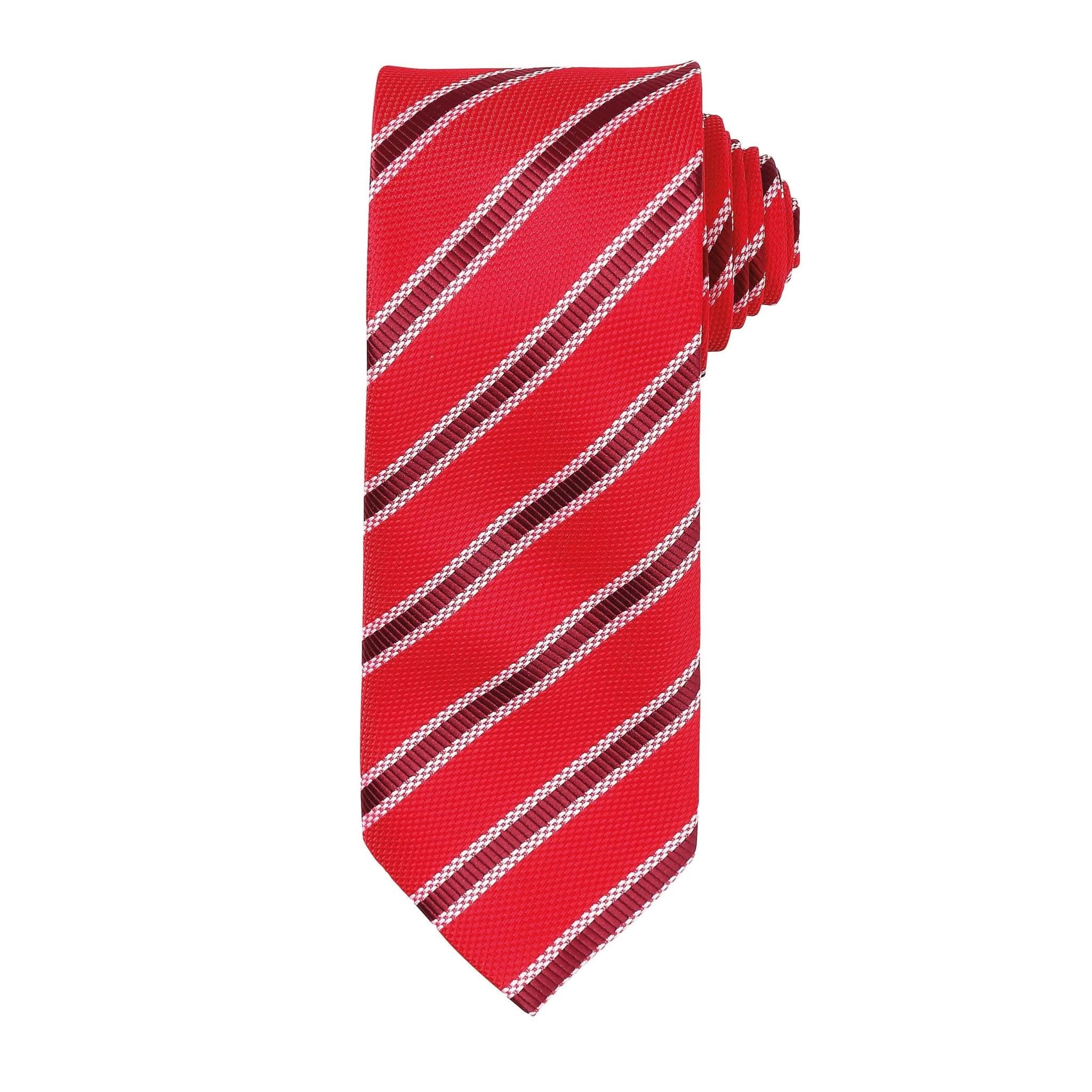 PR783: Waffle Stripe Mens Tie Ties Premier Red/Burgundy Regular