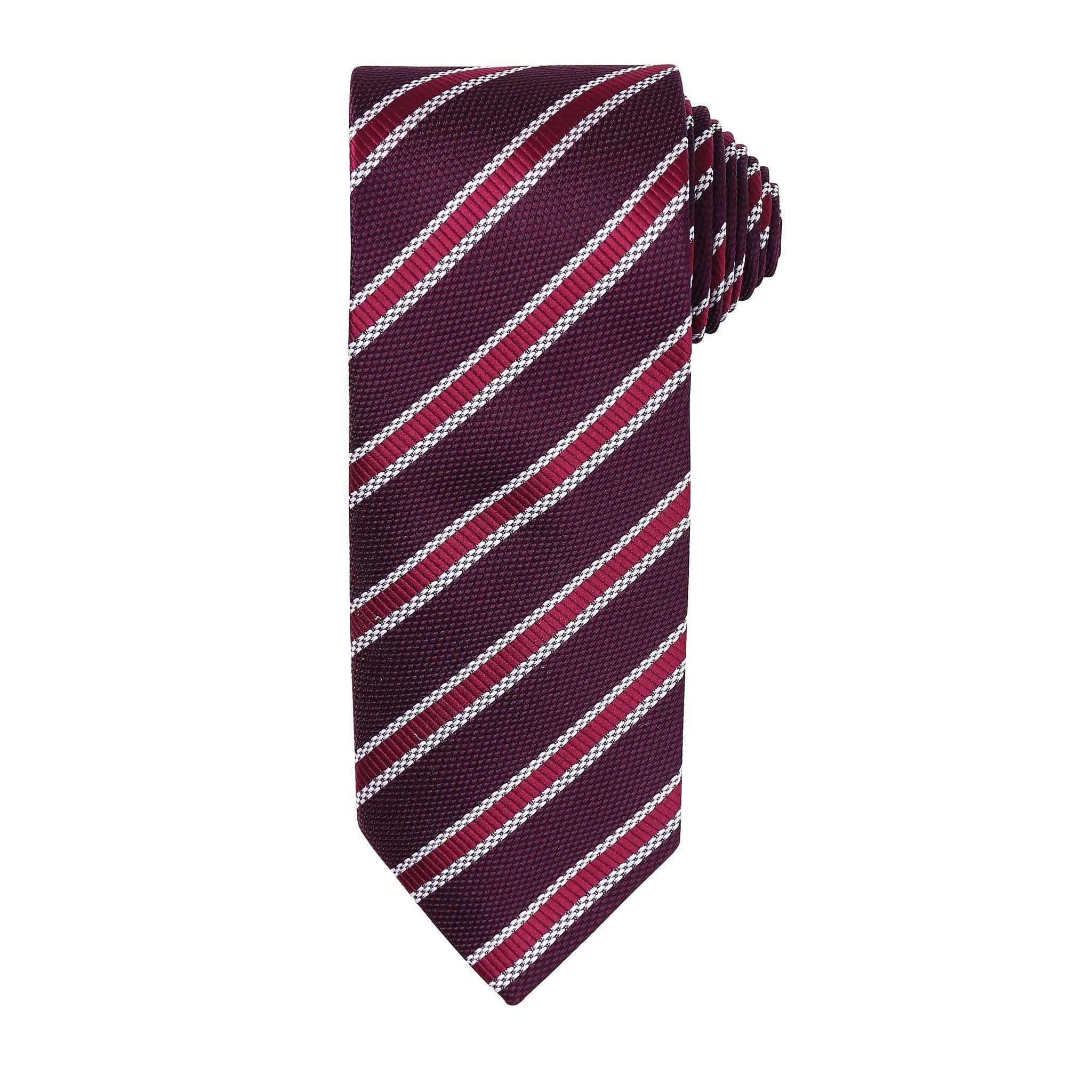 PR783: Waffle Stripe Mens Tie Ties Premier Burgundy/Aubergine Regular