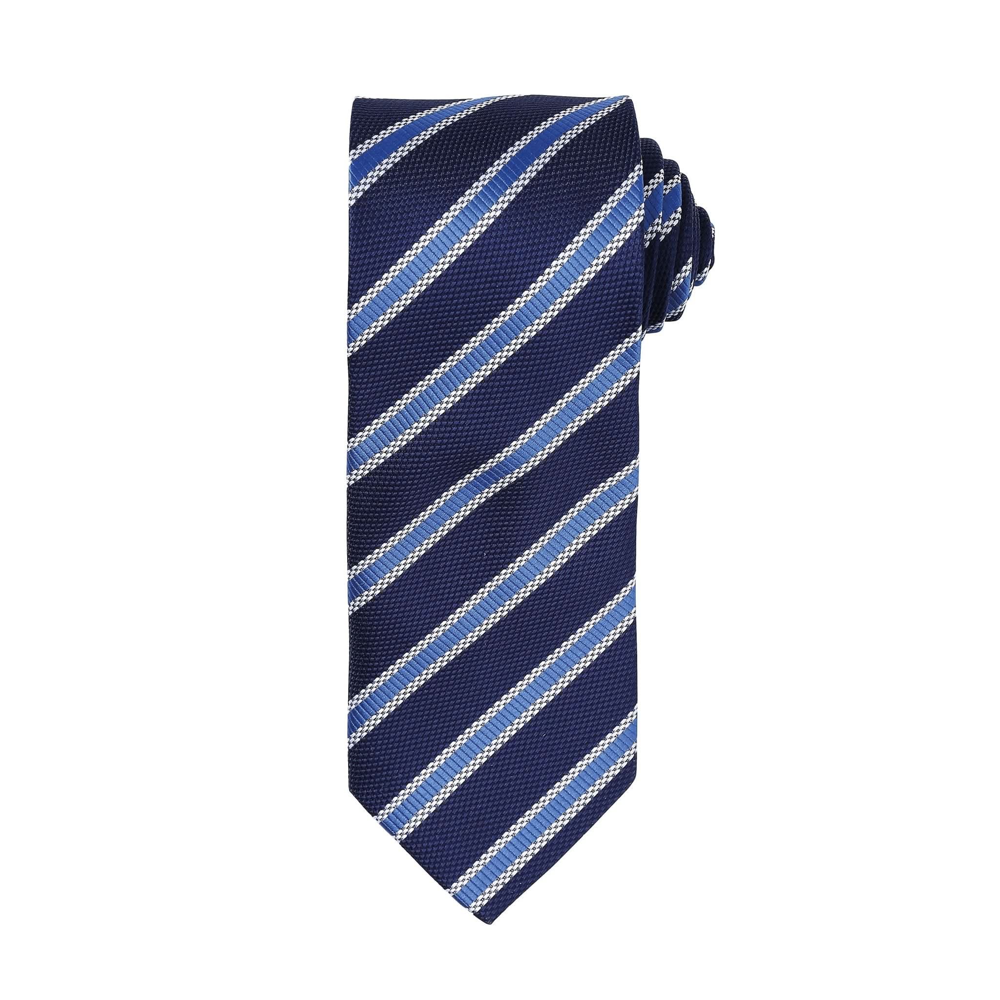 PR783: Waffle Stripe Mens Tie Ties Premier Navy/Royal Regular