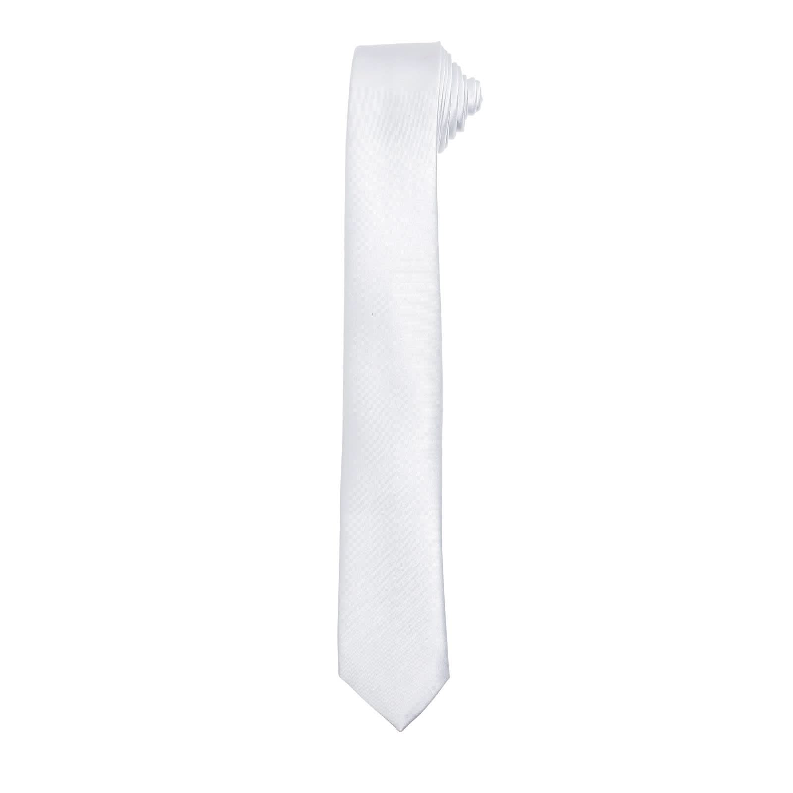 PR793: Mens Slim Tie Ties Premier White Regular