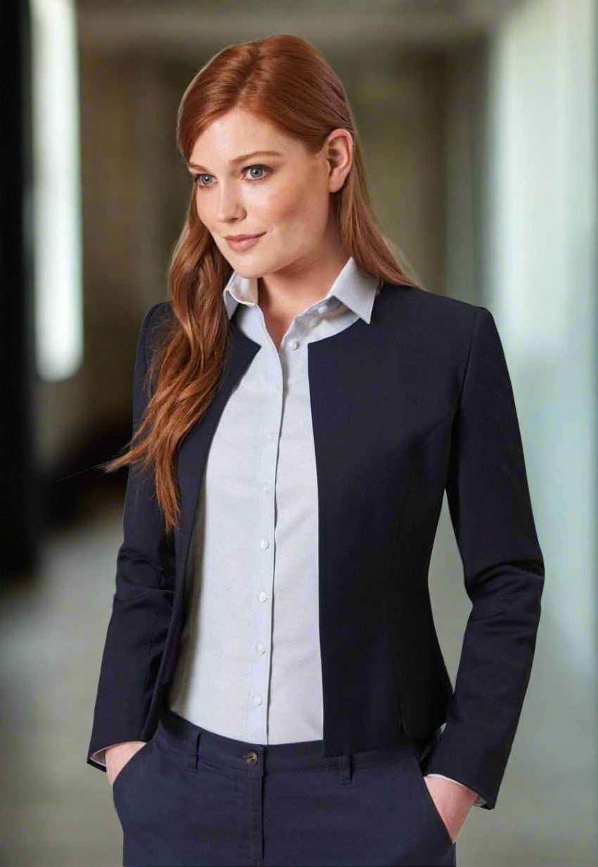 Rosa Women's Collarless Suit Jacket Ladies Suit Jacket Brook Taverner Navy 6 Short